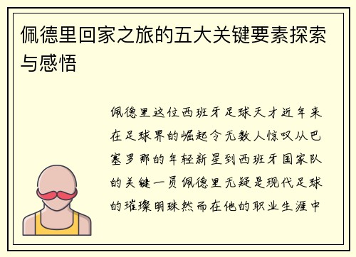 佩德里回家之旅的五大关键要素探索与感悟