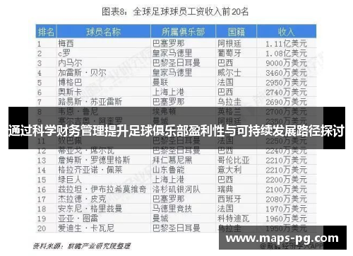 通过科学财务管理提升足球俱乐部盈利性与可持续发展路径探讨